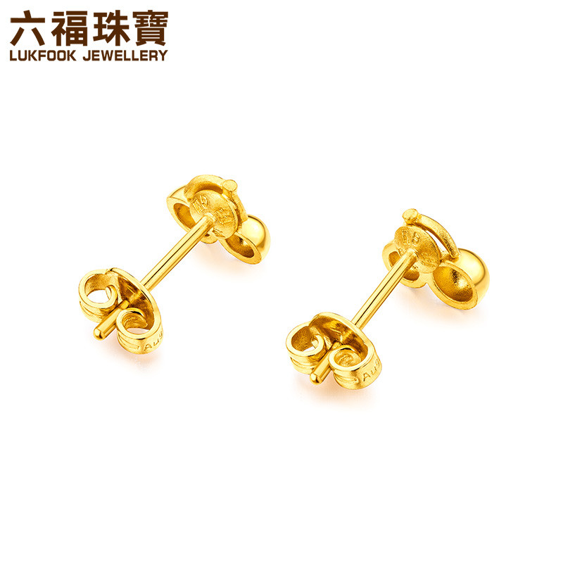 六福珠宝黄金耳钉樱桃足金耳环女款小耳钉金耳饰送礼计价gmg50034