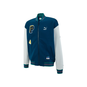 PUMA Team Badge系列 拼色字母Logo防风休闲棒球服外套 男女同款 蓝色2PU67737345
