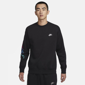 Nike CLUB FLEECE Logo刺绣圆领加绒休闲卫衣 男款 黑色 FB7476-011