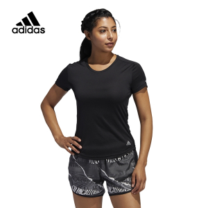 adidas Run It 跑步运动圆领短袖T恤 女款 黑色 FL7802