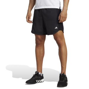 adidas Hiit Base 纯色Logo标识松紧腰直筒短裤 男款 黑色 IB7909