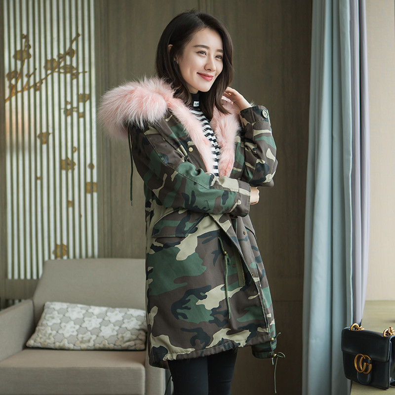 憨厚皇后 秋冬季新款海宁皮草大衣女长款夹棉貉子毛内胆派克服外套86