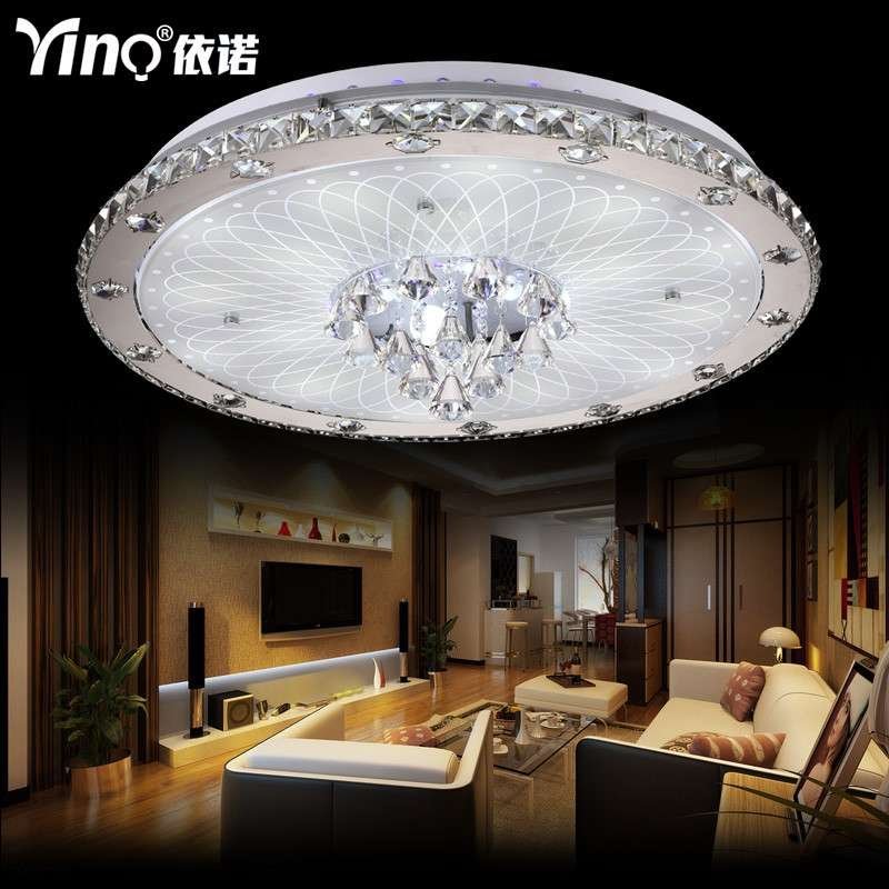 依诺灯具客厅灯圆形水晶灯现代欧式led水晶吸顶灯卧室