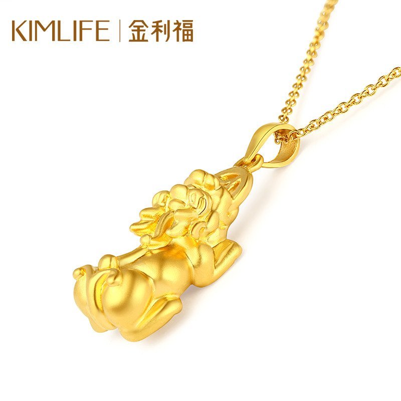 金利福 黄金吊坠男女 3d硬金足金吊坠 黄金貔貅吊坠 佩戴舒适 gd00124