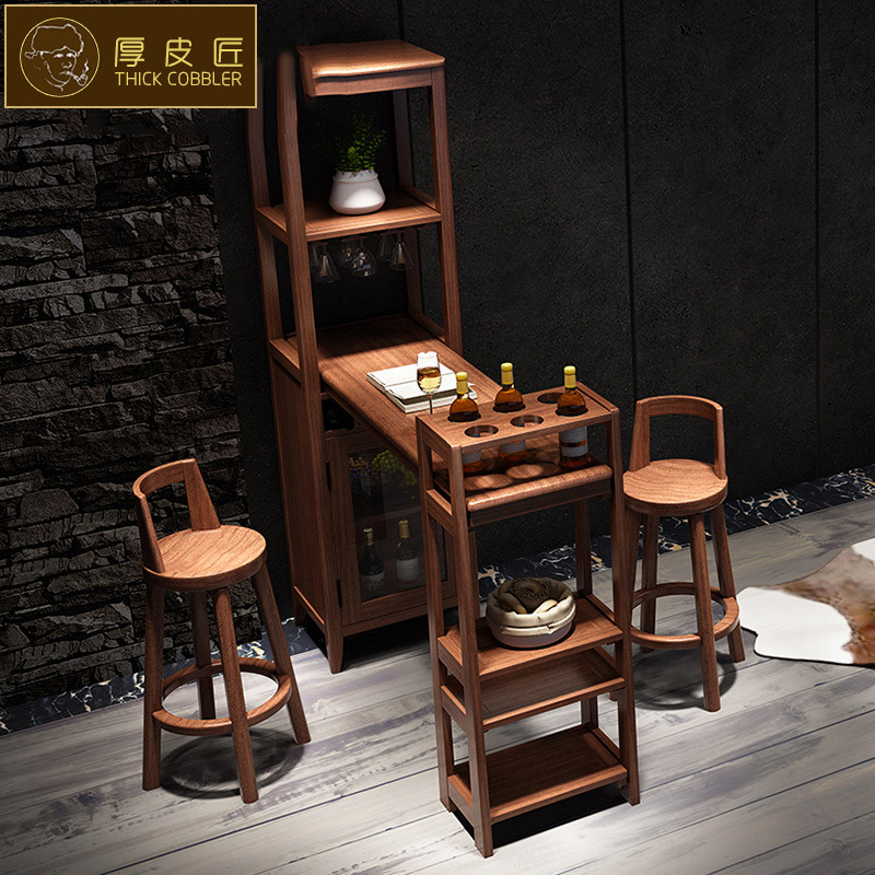 厚皮匠 金丝檀木家具 吧台酒柜组合全实木吧台桌 家用隔断柜北欧 6456