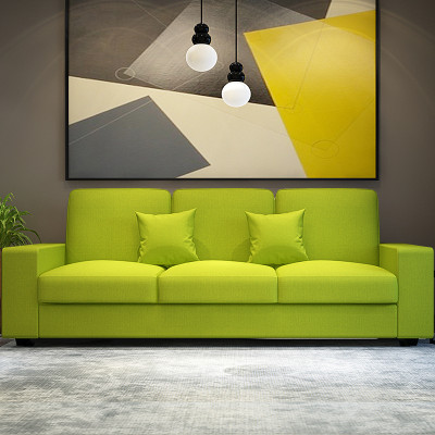 日式布艺沙发小户型沙发 北欧宜家简约现代客厅布沙发 草绿色(3