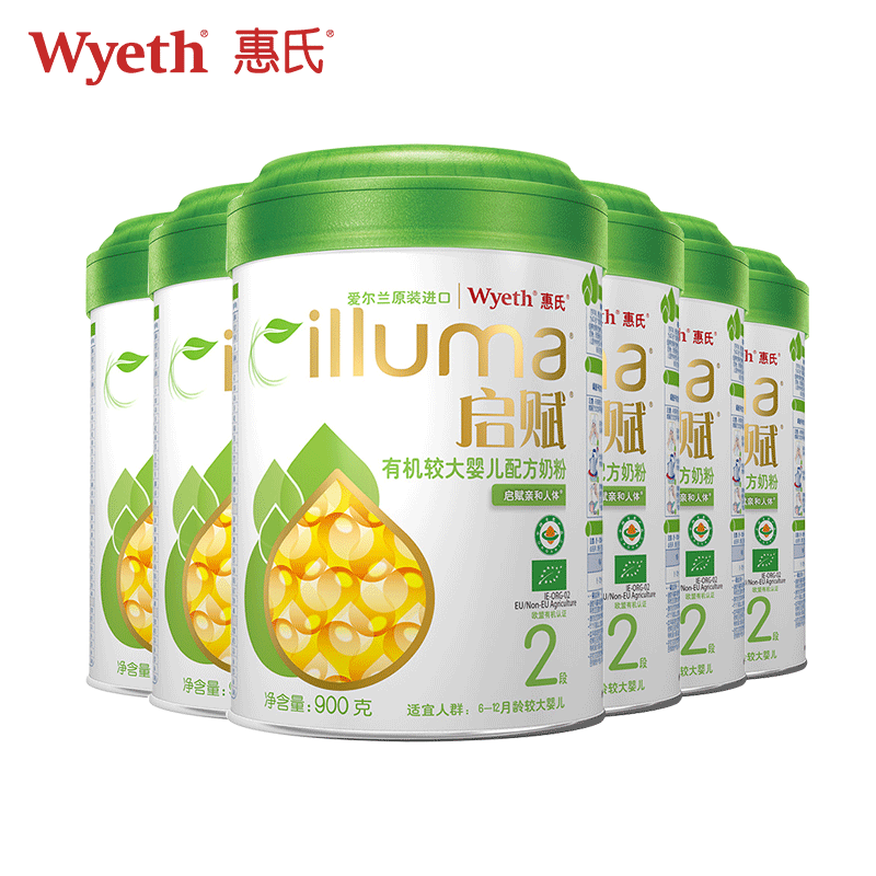 惠氏启赋 有机奶粉2段 爱尔兰进口 6-12月较大婴儿配方 900g *6罐