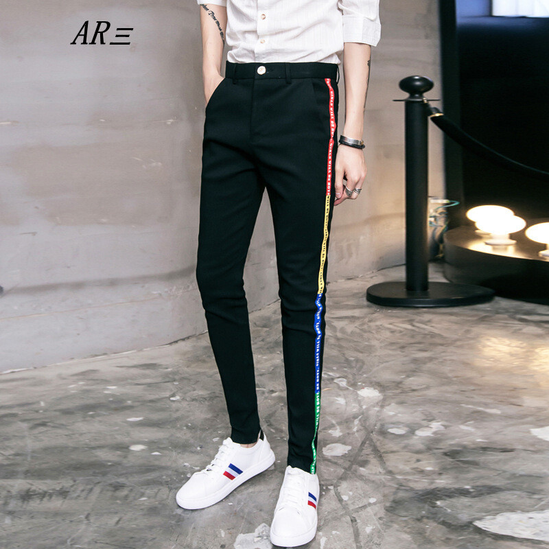 AR2017硬汉发型师裤子绅士修身弹力小脚裤英