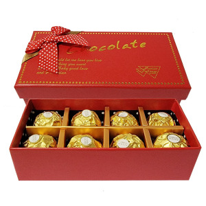费列罗(Ferrero Rocher)榛果威化巧克力8粒蝴蝶结纸盒七夕情人节礼盒装(含拎袋)