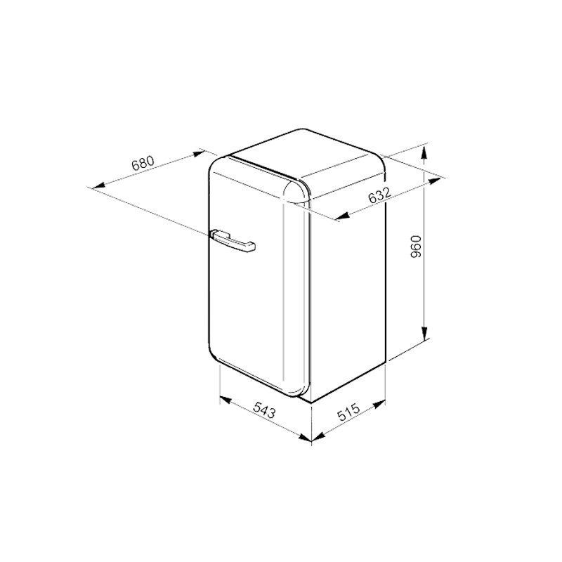 斯麦格smegfab10rp五十年代系列独立式单门mini冰箱奶油色