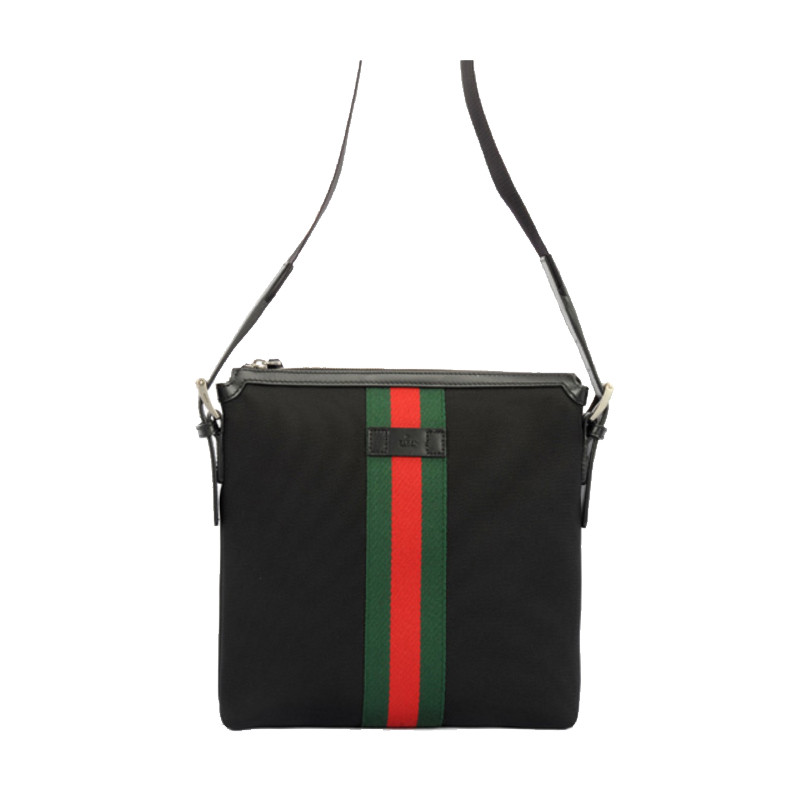 gucci/古驰 时尚男士尼龙拼接邮差包斜挎包 男款拉链开合单肩包387111图片