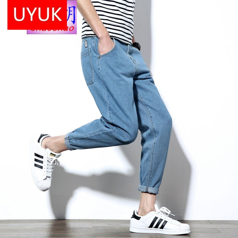男士T恤C2潮朝春夏新款哈伦裤男牛仔裤宽松加