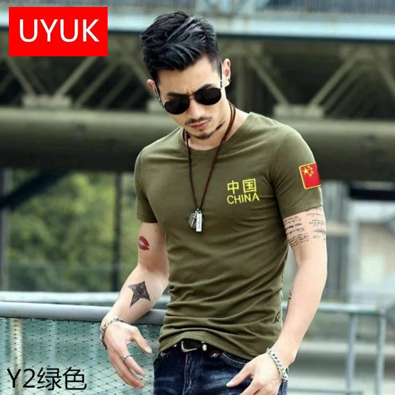 紧身休闲军旅短袖圆领T恤国旗特种兵肌肉男猛