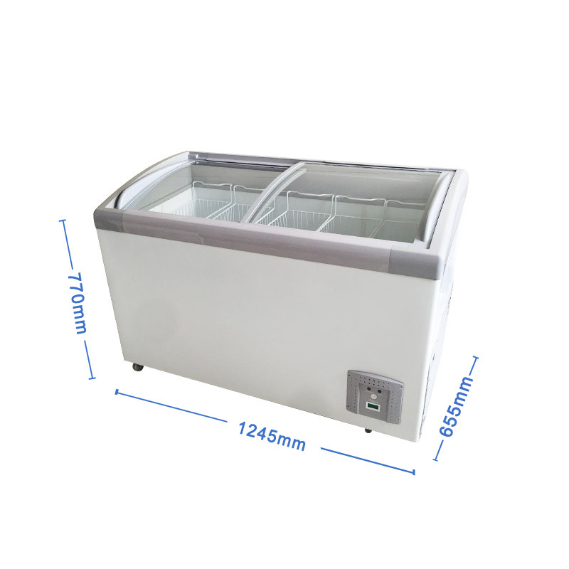 捷盛sd/sc-308y 308升圆弧玻璃门冷柜家用商用卧式冷柜冷藏冷冻冰柜
