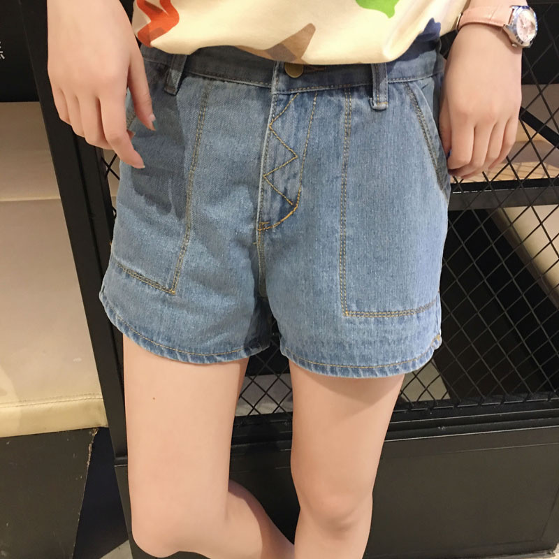 韩雪青青加肥加大码牛仔短裤女夏胖mm高腰宽松热裤胖妹妹200斤阔腿裤