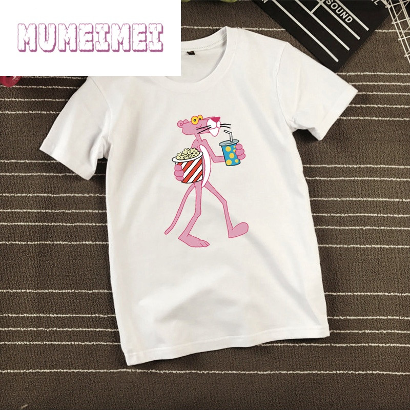 MUMEIMEI2017夏季新款卡通粉红豹短袖T恤女
