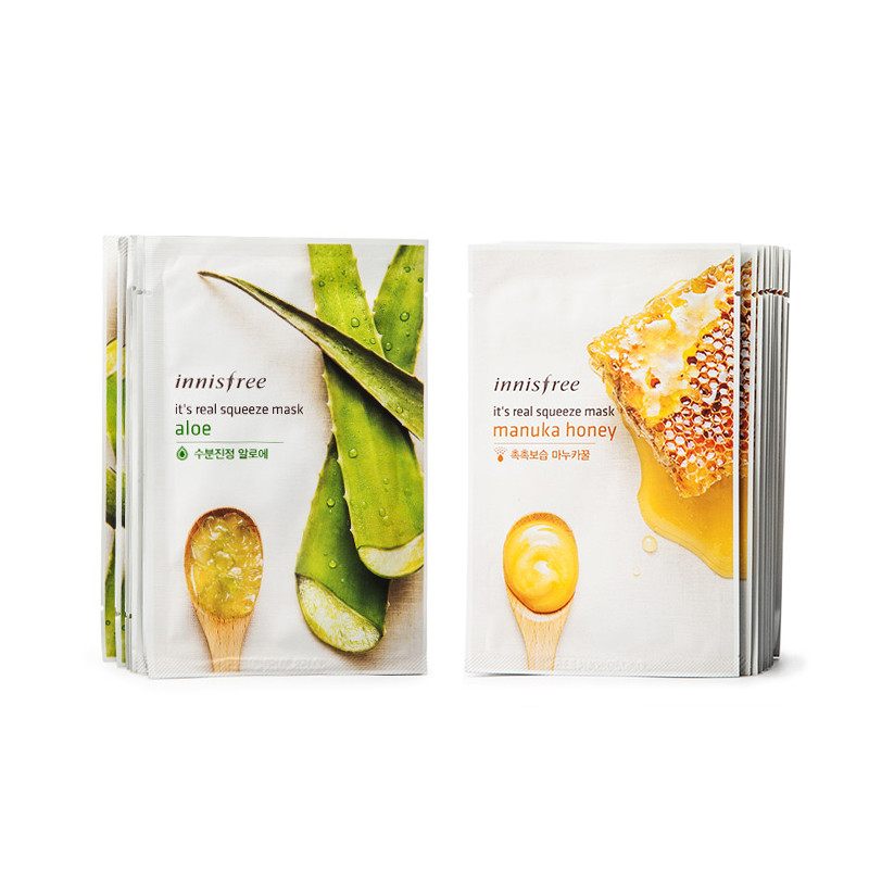 innisfree悦诗风吟面膜套组20片蜂蜜10片芦荟10片保湿补水面贴膜韩国