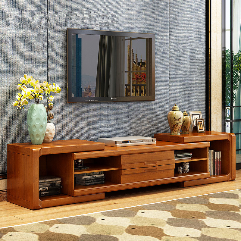 淮木(huaimu) 中式客厅组合实木框架电视柜组合住宅家具伸缩胡桃木地