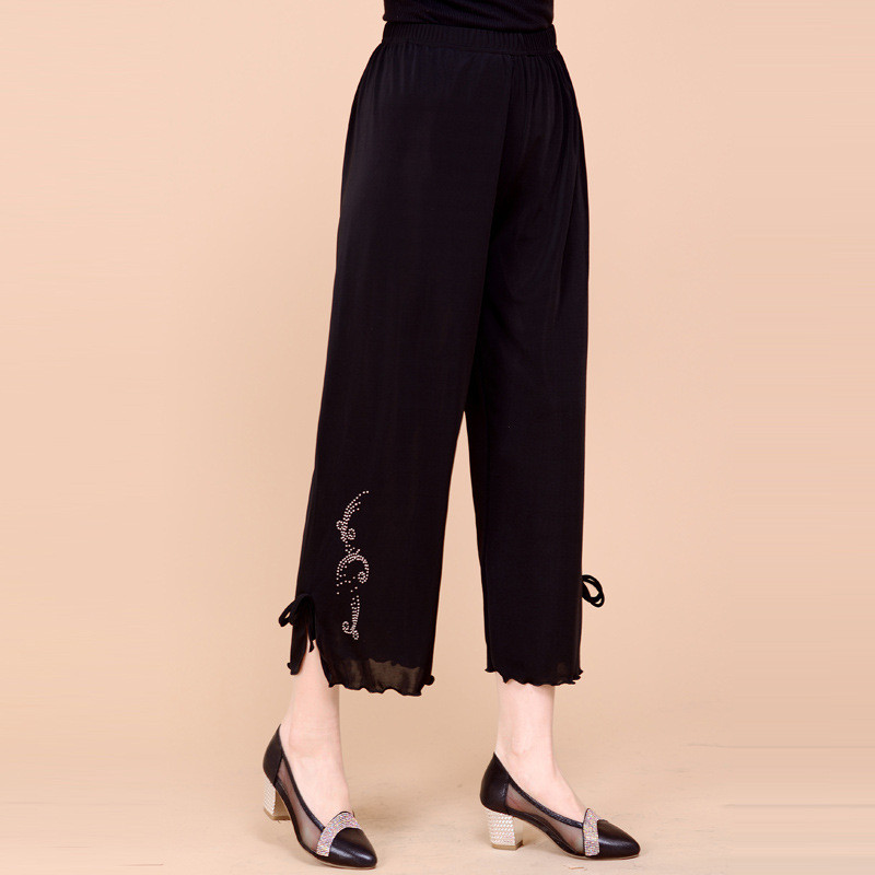 中老年女裤夏装灯笼裤妈妈裤冰丝九分裤松紧腰