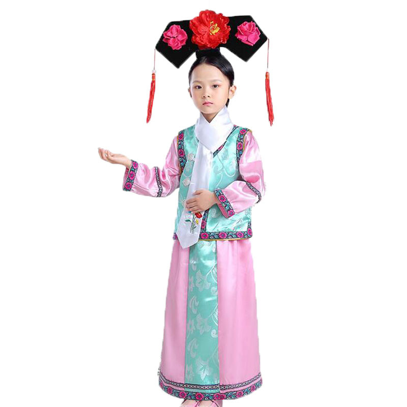 嘟嘟美倍尔 六一儿童演出满清朝古装还珠格格服 旗服女 古代宫女福晋