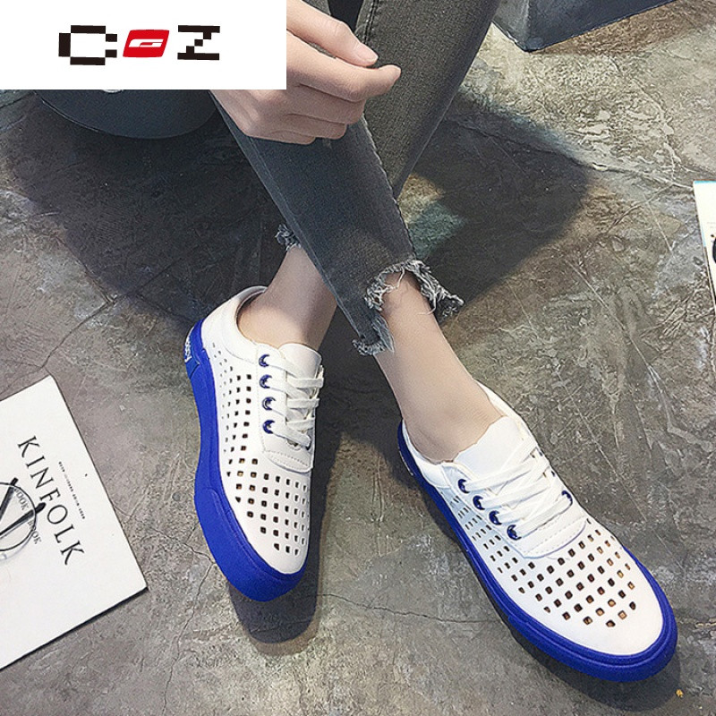 CZ潮流品牌镂空小白鞋女系带平底单鞋板鞋20
