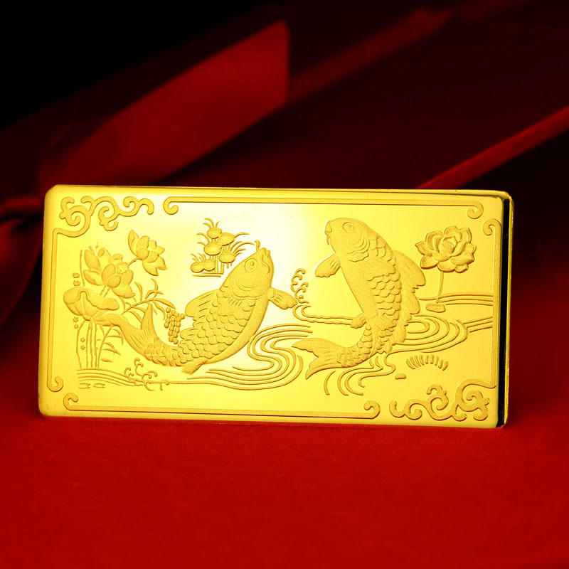 cnuti粤通国际珠宝投资金条足金年年有余50克黄金金条金砖