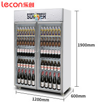 lecon/乐创珍轩 800l双门展示柜冷藏保鲜立式冰柜三门商用冰箱饮料