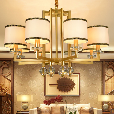 新中式复古金色吊灯现代简约新古典大厅客厅哑光黑仿古吊灯餐厅书房卧室灯具后现代酒店清明古典茶楼中餐厅别墅样板间灯饰 亮金色：8头吊灯