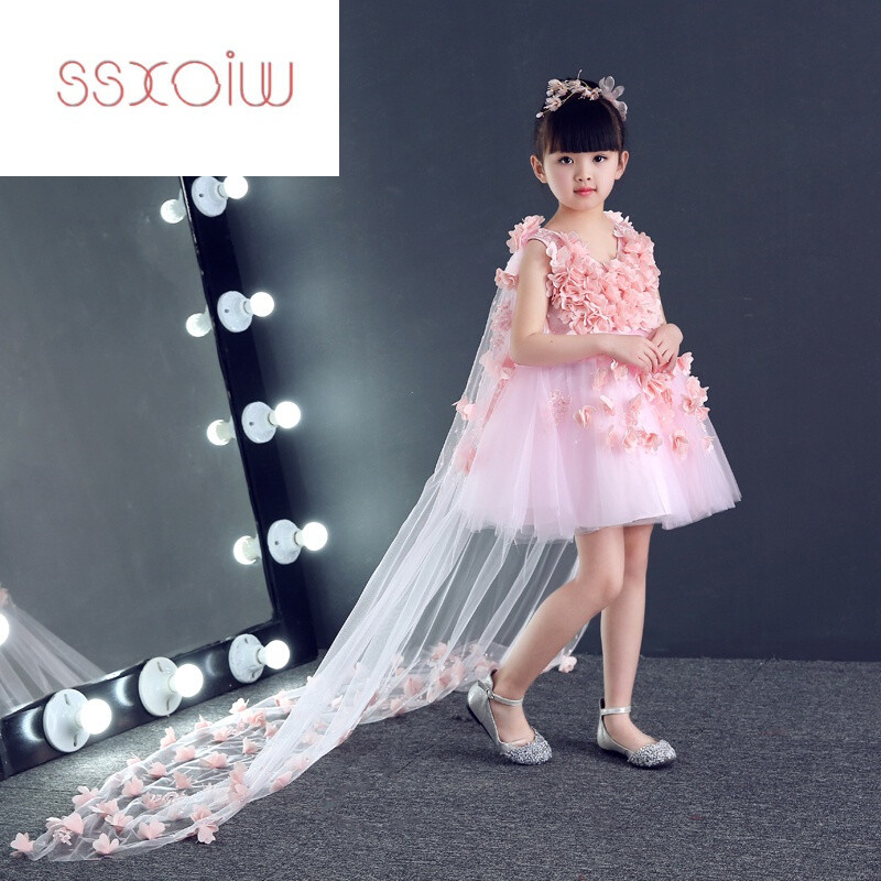 ssxoiw儿童生日晚礼服女童公主裙钢琴演出服模特走秀大童花童婚纱裙