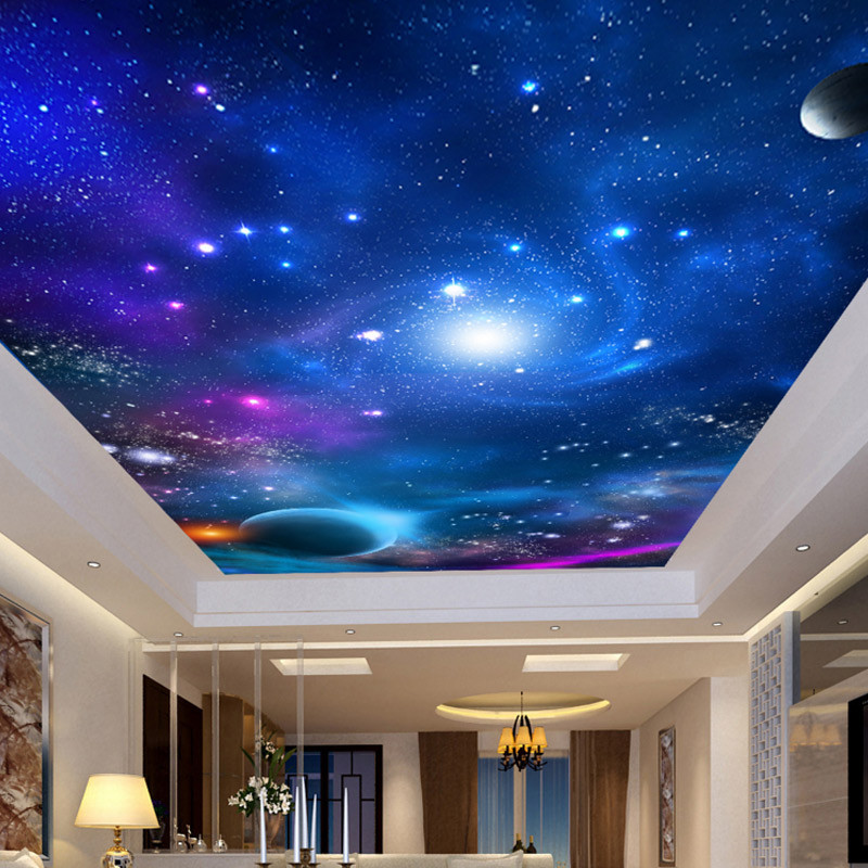 塞拉维宇宙星空天花板吊顶壁纸客厅卧室ktv包房屋顶房顶墙纸墙布装饰