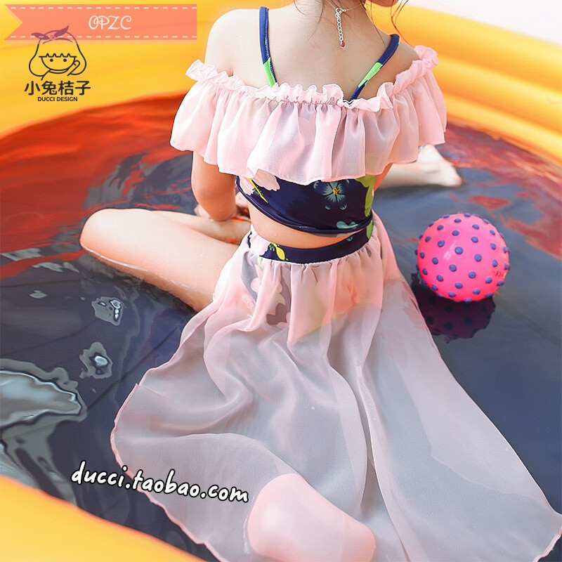 opzc女童泳衣比基尼分体公主女孩儿童泳装美人鱼服装中大童童装套装