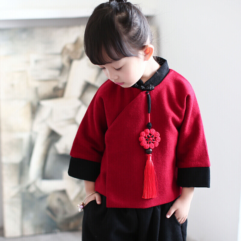 女童唐装秋装宝宝套装中国风童装冬男衣服改良