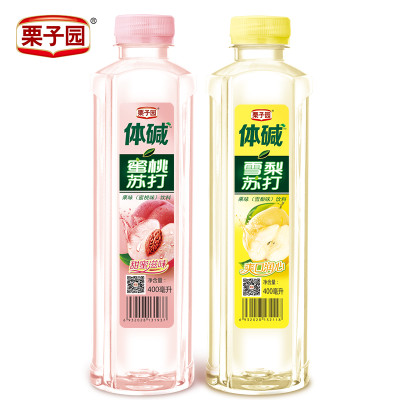 栗子园蜜桃 雪梨苏打水400ml*24瓶*2箱混合装