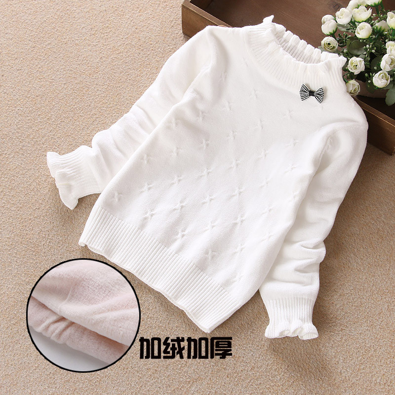 儿童毛衣女白色秋冬新款针织打底衫女宝宝保暖