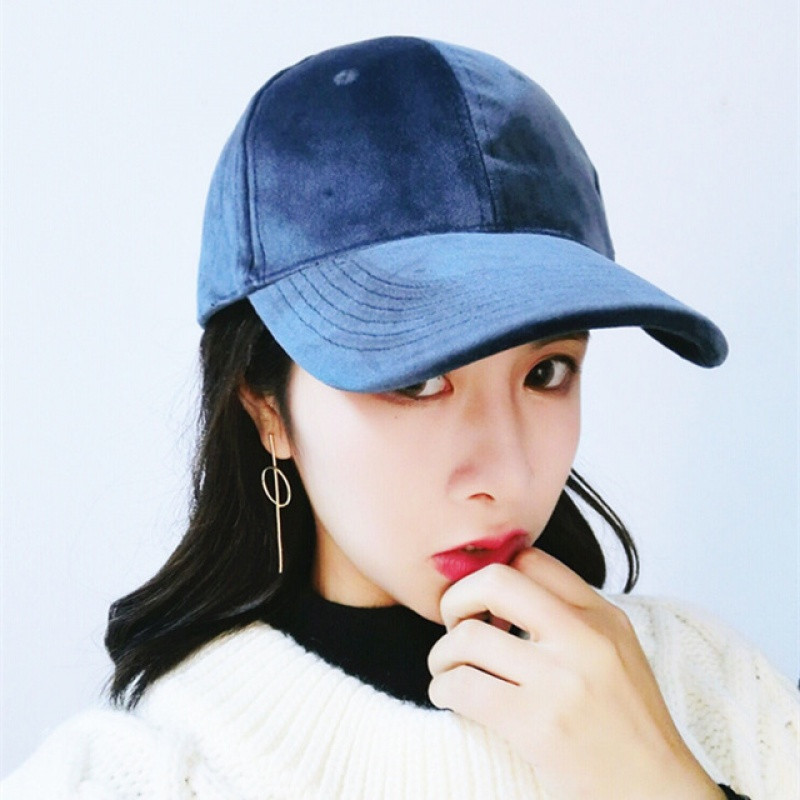 帽子女秋冬韩国复古纯色丝绒棒球帽户外休闲保暖弯檐帽鸭舌帽男潮