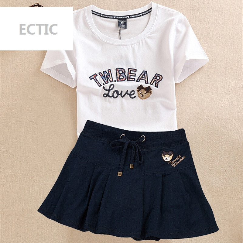 ECTIC新款小熊运动套装女夏休闲闺蜜套装裙两
