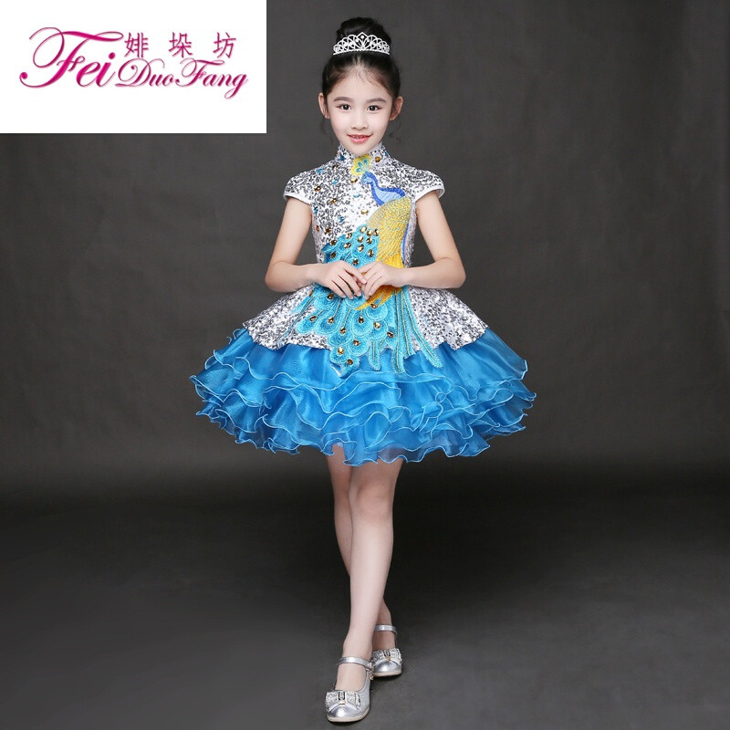 婔垛坊(feiduofang)儿童晚礼服模特走秀表演服女孩演出服女童公主裙