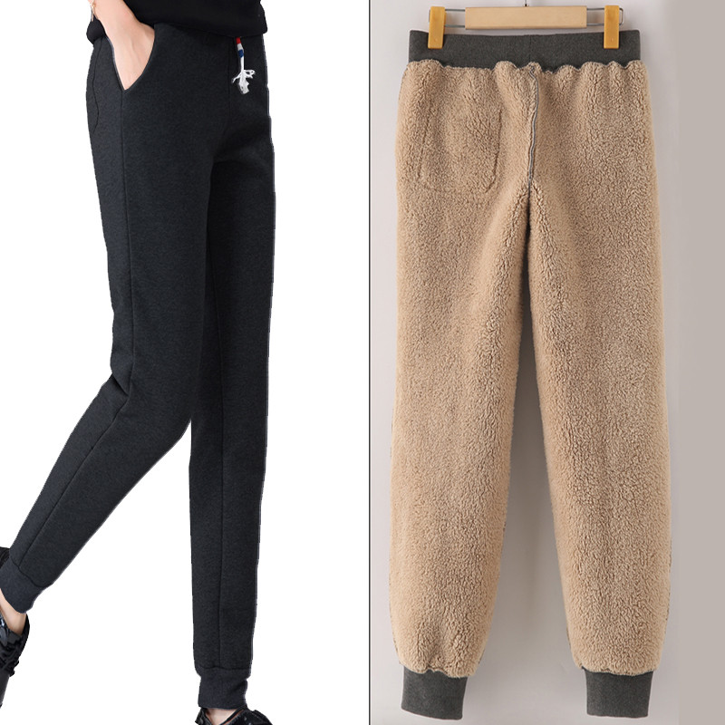 bw9新款天天特价加绒加厚运动裤女冬季新款宽松休闲外穿哈伦长裤卫裤
