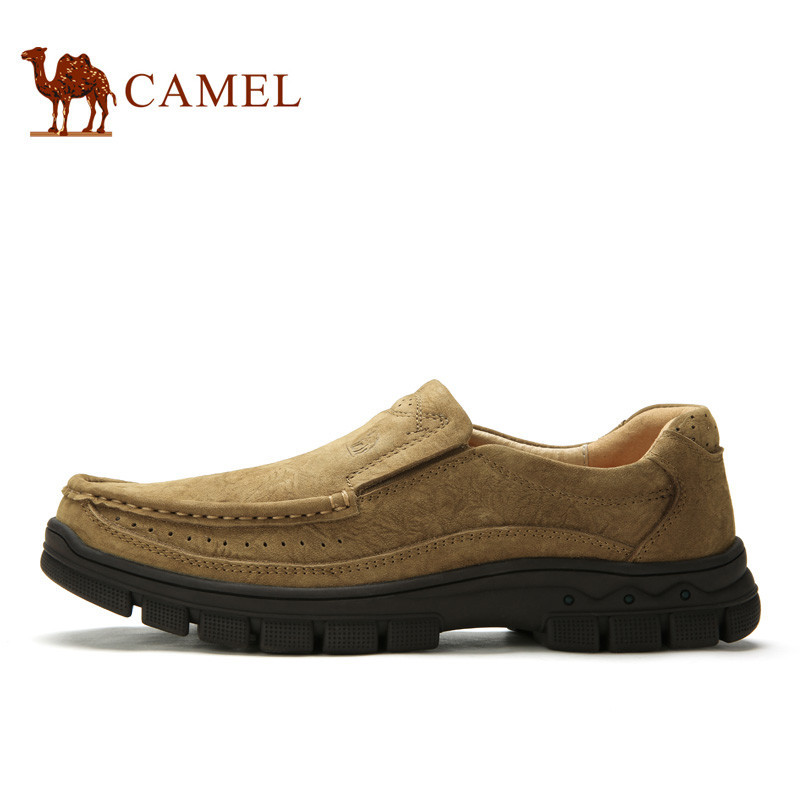 camel骆驼男鞋 牛皮套脚透气舒适休闲男鞋