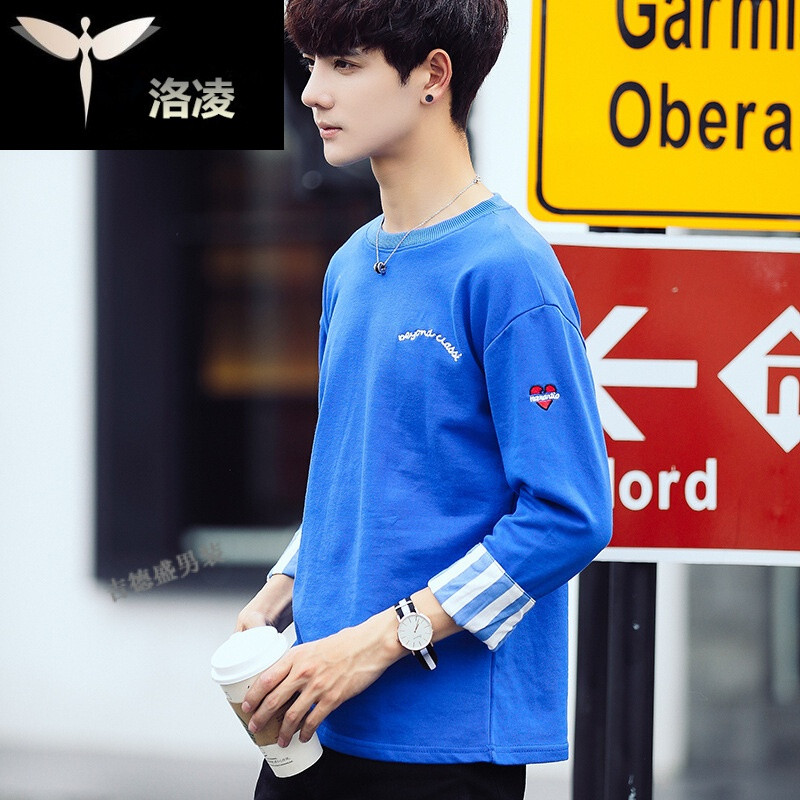 快手红人易烊千玺卫衣男秋款圆领恤长袖个性贴