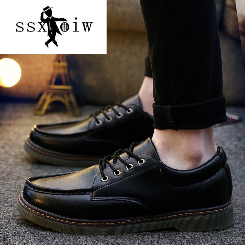 SSXOIW夏季新款鞋子男透气黑色小皮鞋男英伦