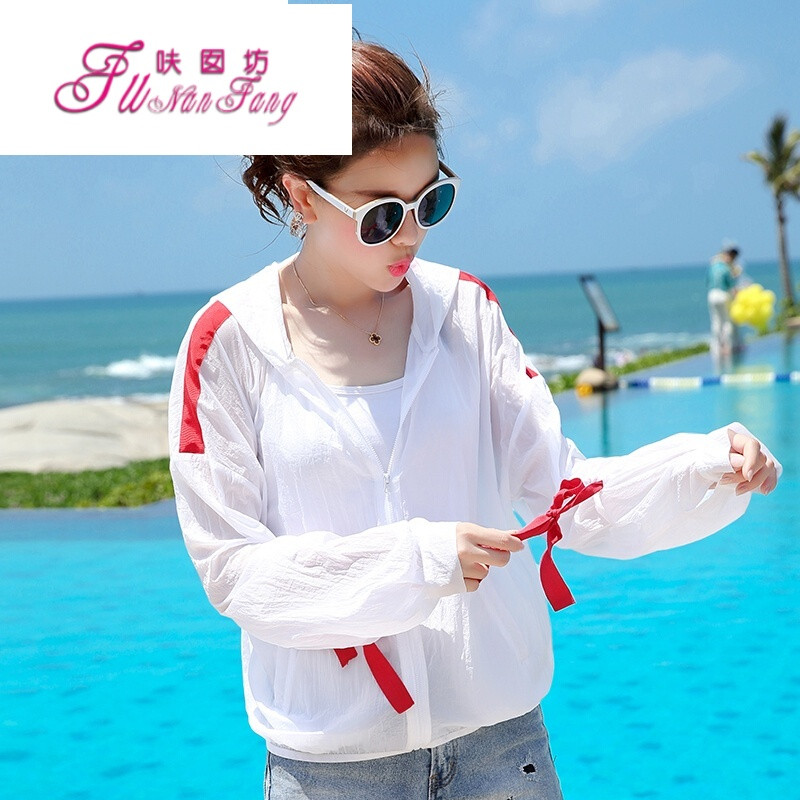 防晒衣女2017夏季新款红色蝴蝶结休闲短款外