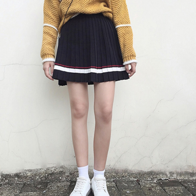 麦瑞思622款夏装女装2016新款韩版高腰百搭针织半身裙百褶裙a字裙学生