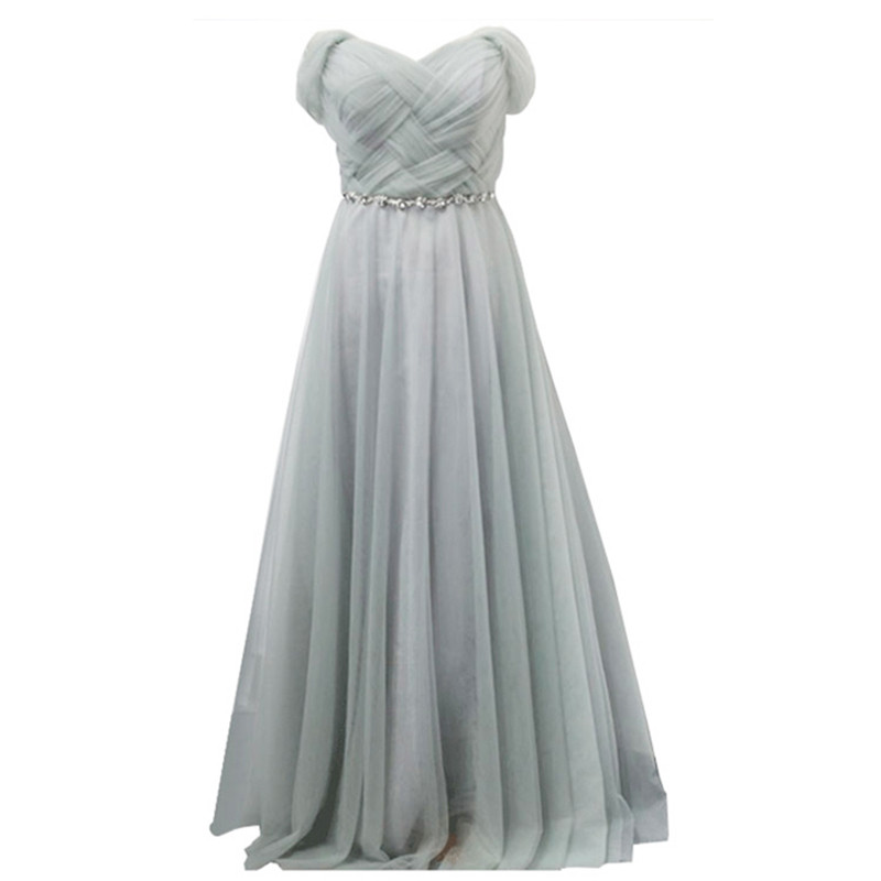 qmfs新款姐妹团伴娘服长款韩版2017新款大码韩版晚礼服姐妹裙灰色伴娘