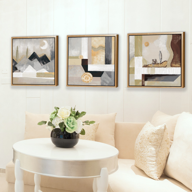 抽象几何装饰画家庭装饰室内装饰品创意挂画壁画客厅简欧大气三联