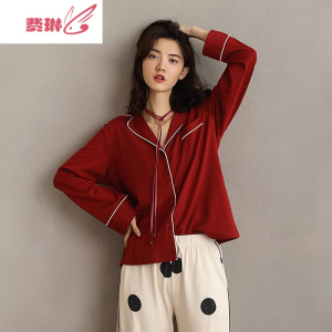 新款睡衣女长袖韩版服女红色本命年套装女 费琳
