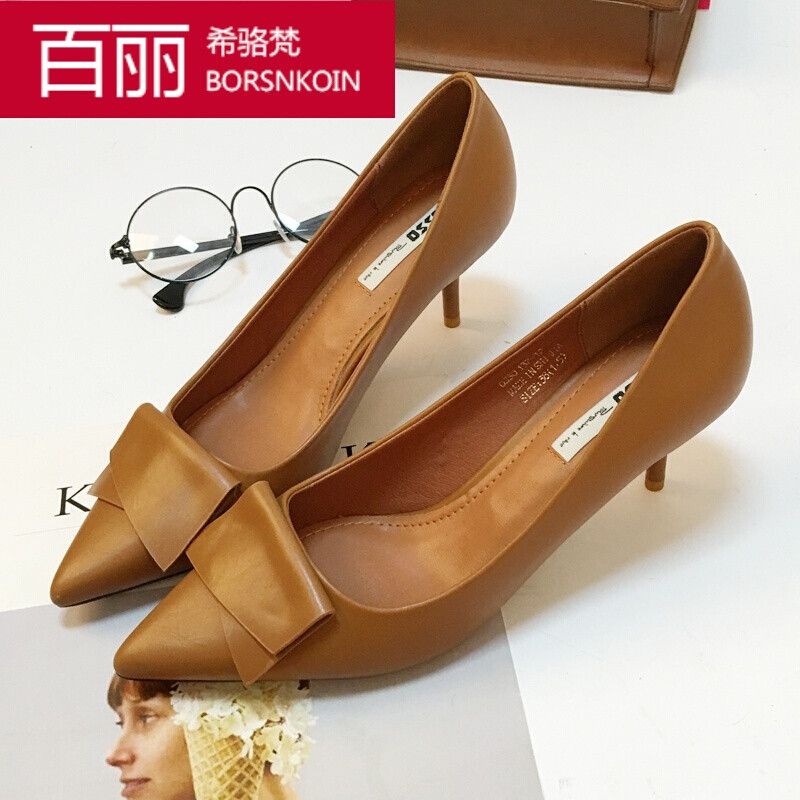 百丽希骆梵女鞋2017春季新款性感浅口单鞋女