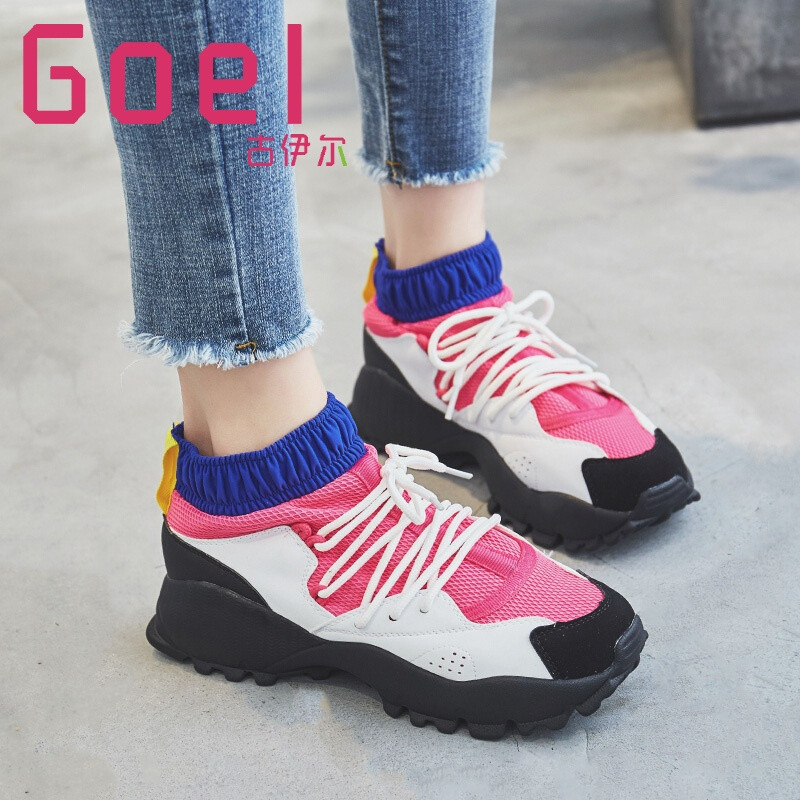 古伊尔轻奢品牌单鞋女街拍运动鞋2017秋季新