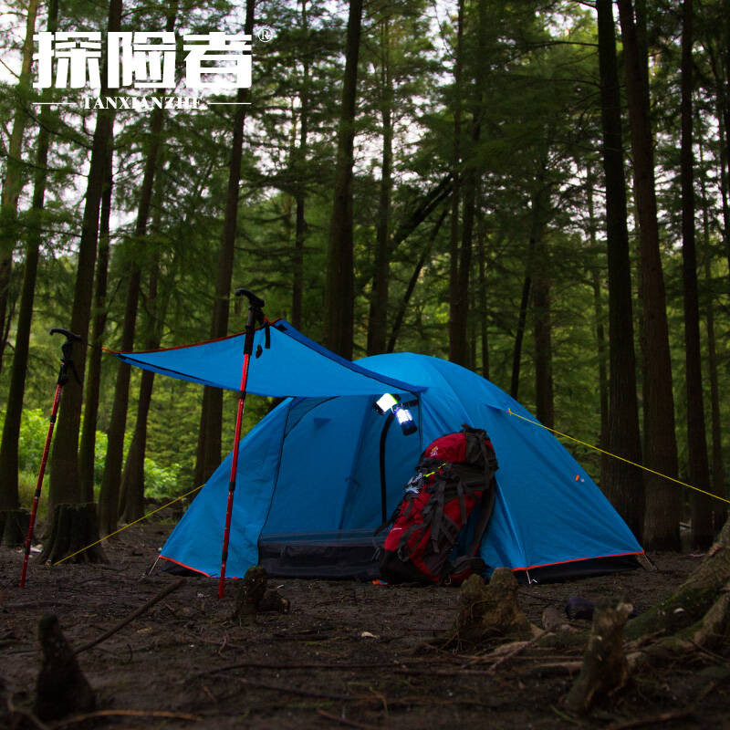 户外帐篷双人双层手搭帐篷防暴雨专业露营登山铝杆帐篷