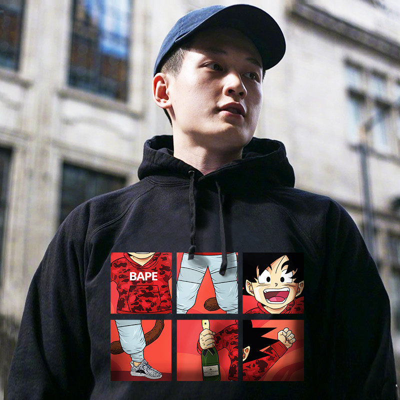 2017潮牌陈冠希卫衣男连帽加绒套头七龙珠原宿风情侣hiphop嘻哈外套